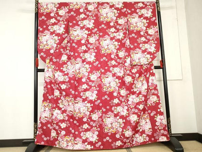 平和屋着物●小振袖　二尺袖　花毬文　金彩　洗える着物　AABD6348cs