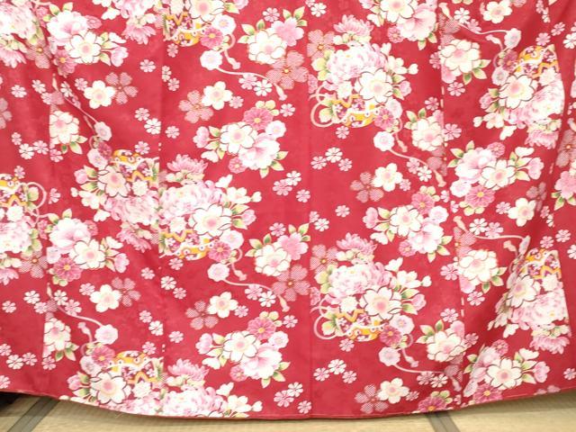 平和屋着物●小振袖　二尺袖　花毬文　金彩　洗える着物　AABD6348cs