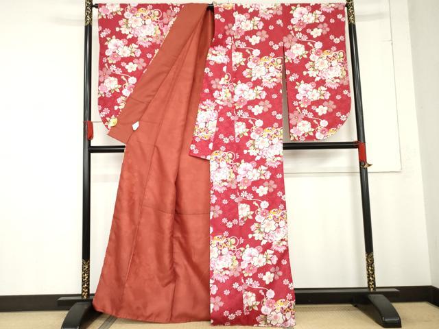 平和屋着物●小振袖　二尺袖　花毬文　金彩　洗える着物　AABD6348cs
