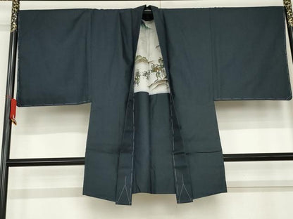 平和屋着物●男性　紬　アンサンブル　亀甲柄　キングサイズ　正絹　逸品　AABD6369cs