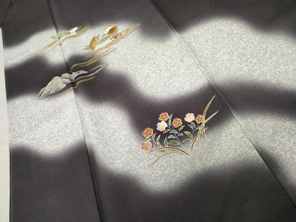 平和屋着物●京友禅の第一人者　松井青々　訪問着　鴛鴦　雪輪草花文　暈し染め　金銀彩　正絹　逸品　未使用　AABD6376cs