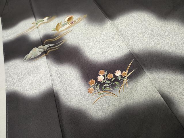 平和屋着物●京友禅の第一人者　松井青々　訪問着　鴛鴦　雪輪草花文　暈し染め　金銀彩　正絹　逸品　未使用　AABD6376cs