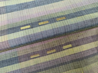 平和屋着物●桔梗紬 横段文 反端付き 正絹 逸品 AABD6407cs