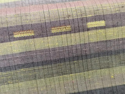 平和屋着物●桔梗紬 横段文 反端付き 正絹 逸品 AABD6407cs