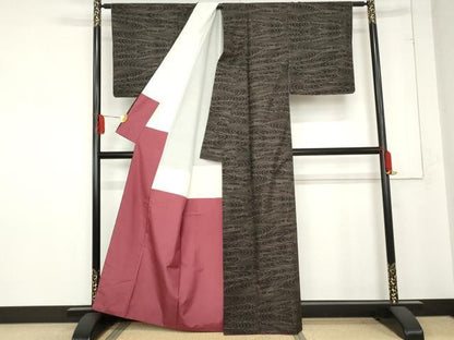 平和屋着物●本場大島紬 一元7マルキ 流水文 正絹 逸品 AABD6416cs