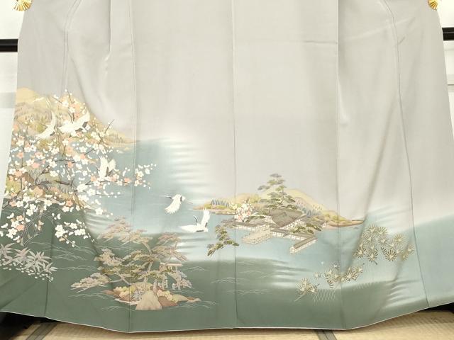 平和屋着物●訪問着　浜松飛鶴風景文　暈し染め　正絹　逸品　AABD6417cs