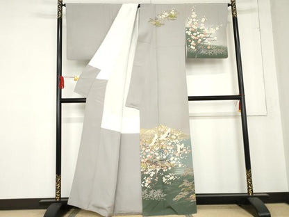 平和屋着物●訪問着　浜松飛鶴風景文　暈し染め　正絹　逸品　AABD6417cs