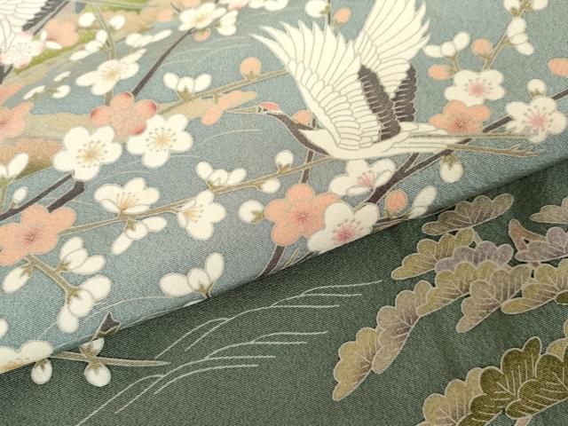 平和屋着物●訪問着　浜松飛鶴風景文　暈し染め　正絹　逸品　AABD6417cs