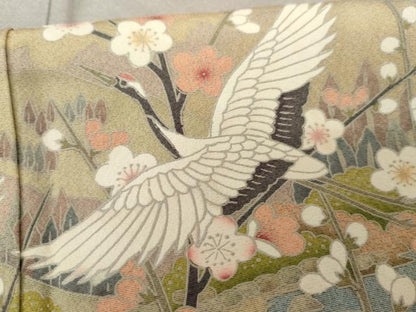 平和屋着物●訪問着　浜松飛鶴風景文　暈し染め　正絹　逸品　AABD6417cs
