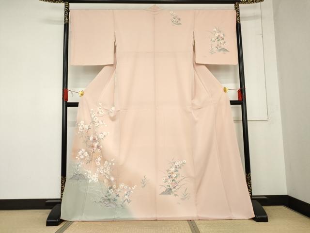 平和屋着物○訪問着 友禅 流水枝花文 暈し染め 金銀彩