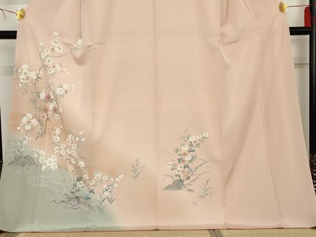 平和屋着物○訪問着 友禅 流水枝花文 暈し染め 金銀彩