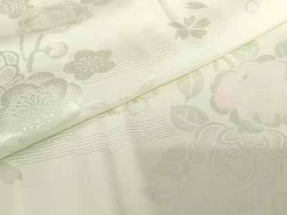 平和屋着物●長襦袢　無双仕立て　草花地紋　暈し染め　正絹　逸品　AABD6421cs