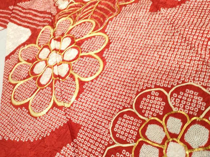 平和屋着物●豪華振袖　絞り　駒刺繍　舞花桐文　正絹　逸品　AABD6432cs