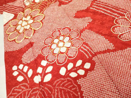 平和屋着物●豪華振袖　絞り　駒刺繍　舞花桐文　正絹　逸品　AABD6432cs