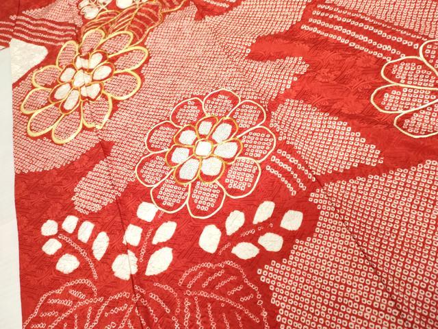 平和屋着物●豪華振袖　絞り　駒刺繍　舞花桐文　正絹　逸品　AABD6432cs
