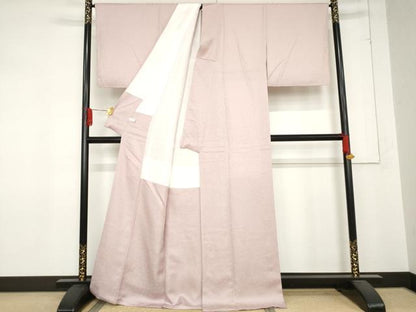 平和屋着物●上質な色無地　花唐草地紋　鴇色　正絹　逸品　未使用　AABD6435cs