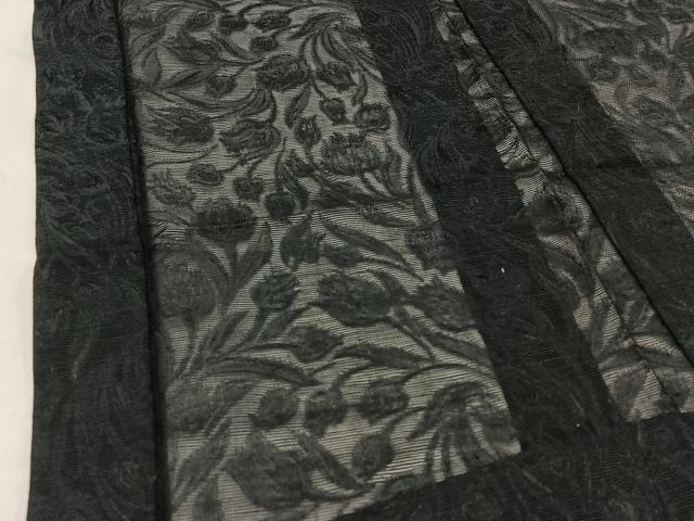 平和屋着物▽羽織 スリーシーズン 春夏秋 塵除け 草花地紋 暗黒色 正絹 逸品 AABD6442jh