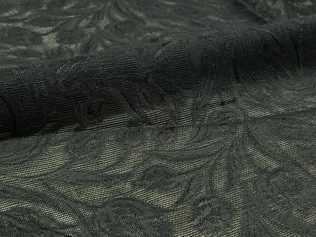 平和屋着物▽羽織 スリーシーズン 春夏秋 塵除け 草花地紋 暗黒色 正絹 逸品 AABD6442jh