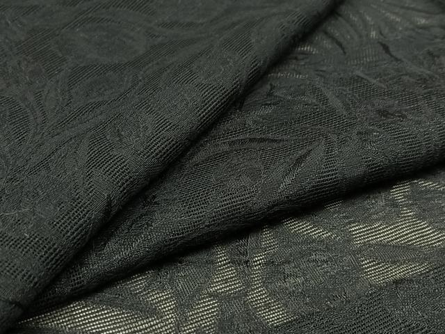 平和屋着物▽羽織 スリーシーズン 春夏秋 塵除け 草花地紋 暗黒色 正絹 逸品 AABD6442jh