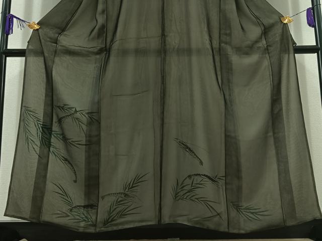 平和屋着物▽訪問着 紗袷 紗×絽 手描き 草葉文 海老 正絹 逸品 AABD6445jh