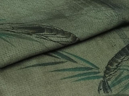 平和屋着物▽訪問着 紗袷 紗×絽 手描き 草葉文 海老 正絹 逸品 AABD6445jh