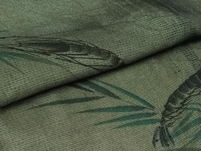 平和屋着物▽訪問着 紗袷 紗×絽 手描き 草葉文 海老 正絹 逸品 AABD6445jh