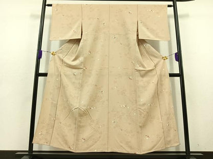 平和屋着物▽上質な小紋 単衣 草花文 正絹 逸品 AABD6446jh