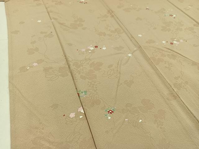 平和屋着物▽上質な小紋 単衣 草花文 正絹 逸品 AABD6446jh