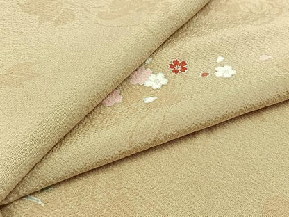 平和屋着物▽上質な小紋 単衣 草花文 正絹 逸品 AABD6446jh