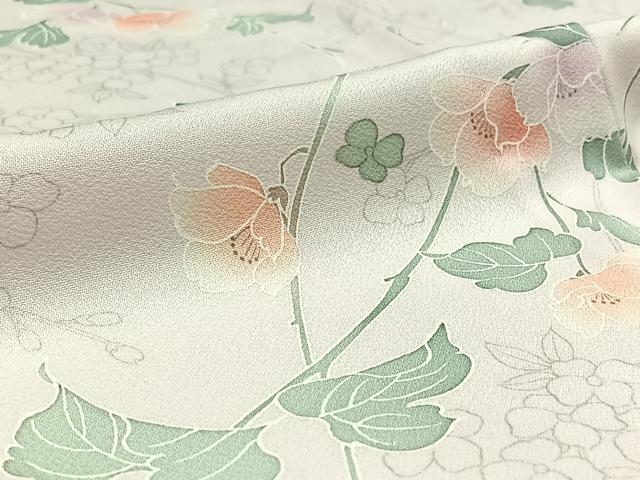 平和屋着物▽上質な小紋 単衣 草花文 正絹 逸品 AABD6447jh