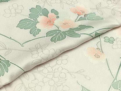 平和屋着物▽上質な小紋 単衣 草花文 正絹 逸品 AABD6447jh