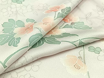 平和屋着物▽上質な小紋 単衣 草花文 正絹 逸品 AABD6447jh