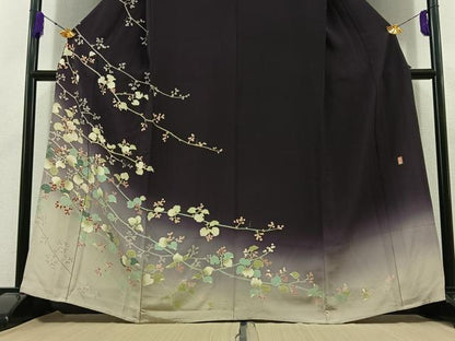 平和屋着物▽十日町友禅作家　阿部佳雪　訪問着　単衣　南天文　暈し染め　正絹　逸品　AABD6448jh