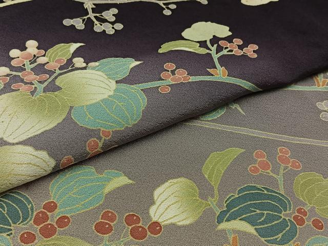 平和屋着物▽十日町友禅作家 阿部佳雪 訪問着 単衣 南天文