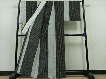平和屋着物▽小紋 単衣 文字文 洗える着物 AABD6451jh