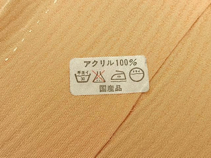 平和屋着物▽色無地 単衣 花籬地紋 雄黄色 洗える着物 AABD6453jh