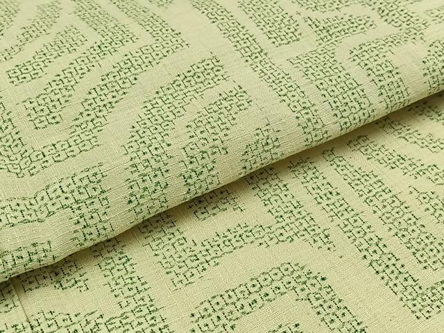 平和屋着物▽結城紬　単衣　80亀甲　幾何学文様　正絹　逸品　AABD6455jh