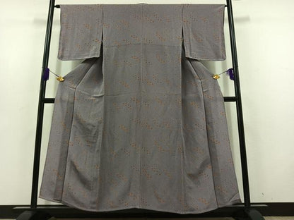 平和屋着物▽上質な小紋 単衣 草花文 鬼しぼ縮緬 正絹 逸品 AABD6458jh