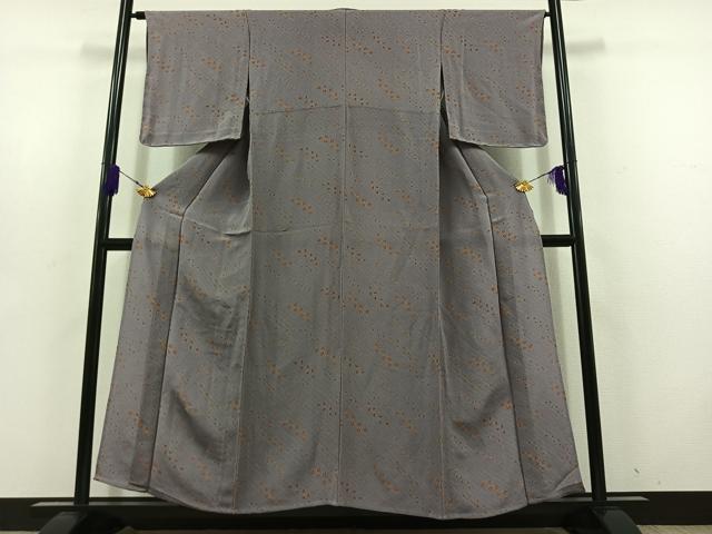平和屋着物▽上質な小紋 単衣 草花文 鬼しぼ縮緬 正絹 逸品 AABD6458jh