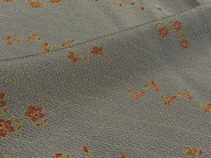 平和屋着物▽上質な小紋 単衣 草花文 鬼しぼ縮緬 正絹 逸品 AABD6458jh