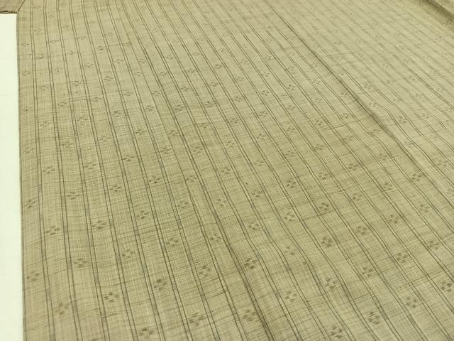 平和屋着物▽上質な紬 単衣 縞 正絹 逸品 AABD6459jh