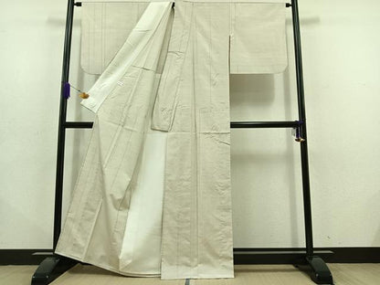 平和屋着物▽上質な紬 単衣 縞 正絹 逸品 AABD6460jh
