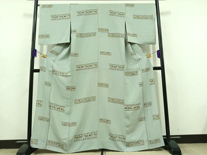 平和屋着物▽上質な小紋 単衣 壁画文様 正絹 逸品 AABD6463jh