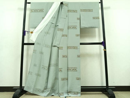 平和屋着物▽上質な小紋 単衣 壁画文様 正絹 逸品 AABD6463jh