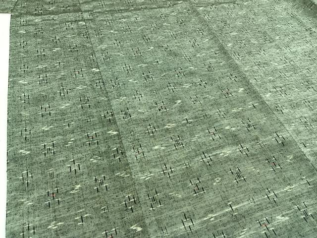 平和屋着物▽上質な紬　単衣　琉球絣　正絹　逸品　AABD6464jh