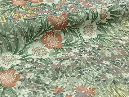 平和屋着物▽上質な小紋 単衣 手描き 草花文 ロング丈 正絹 逸品 AABD6466jh