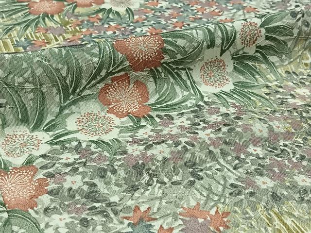平和屋着物▽上質な小紋 単衣 手描き 草花文 ロング丈 正絹 逸品 AABD6466jh