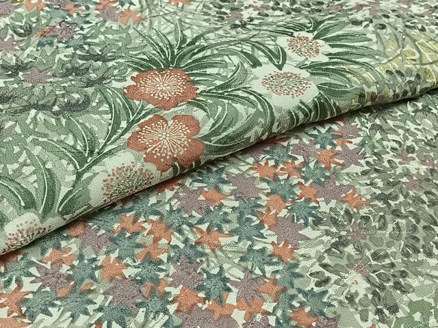 平和屋着物▽上質な小紋 単衣 手描き 草花文 ロング丈 正絹 逸品 AABD6466jh