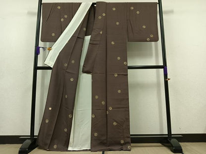 平和屋着物▽雅染匠 中西雅明 京友禅 小紋 単衣 紬地 花丸文 正絹 逸品 AABD6467jh