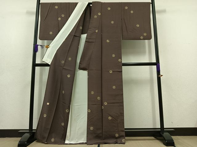 平和屋着物▽雅染匠 中西雅明 京友禅 小紋 単衣 紬地 花丸文 正絹 逸品 AABD6467jh